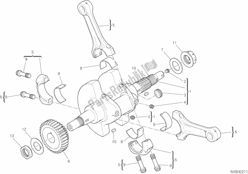 All parts for the Connecting Rods of the Ducati Hypermotard Brasil 821 2015